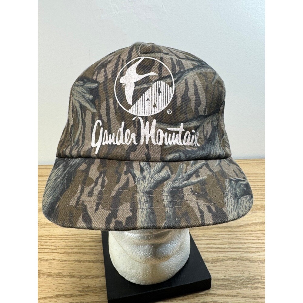 Vintage Gander Mountain Cap Mossy Oak Camouflage Camo Adjustable Snapback Hat
